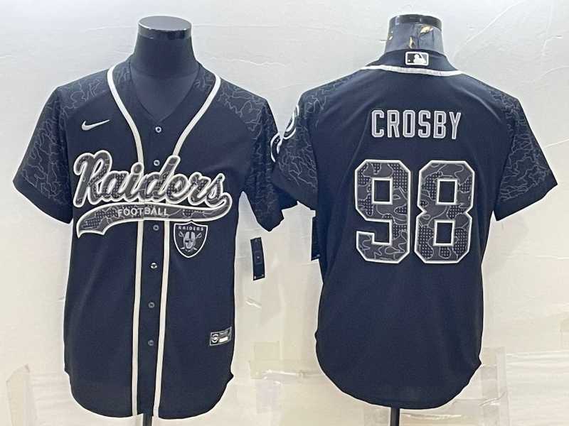 Mens Las Vegas Raiders #98 Maxx Crosby Black Reflective Limited Stitched Football Jersey